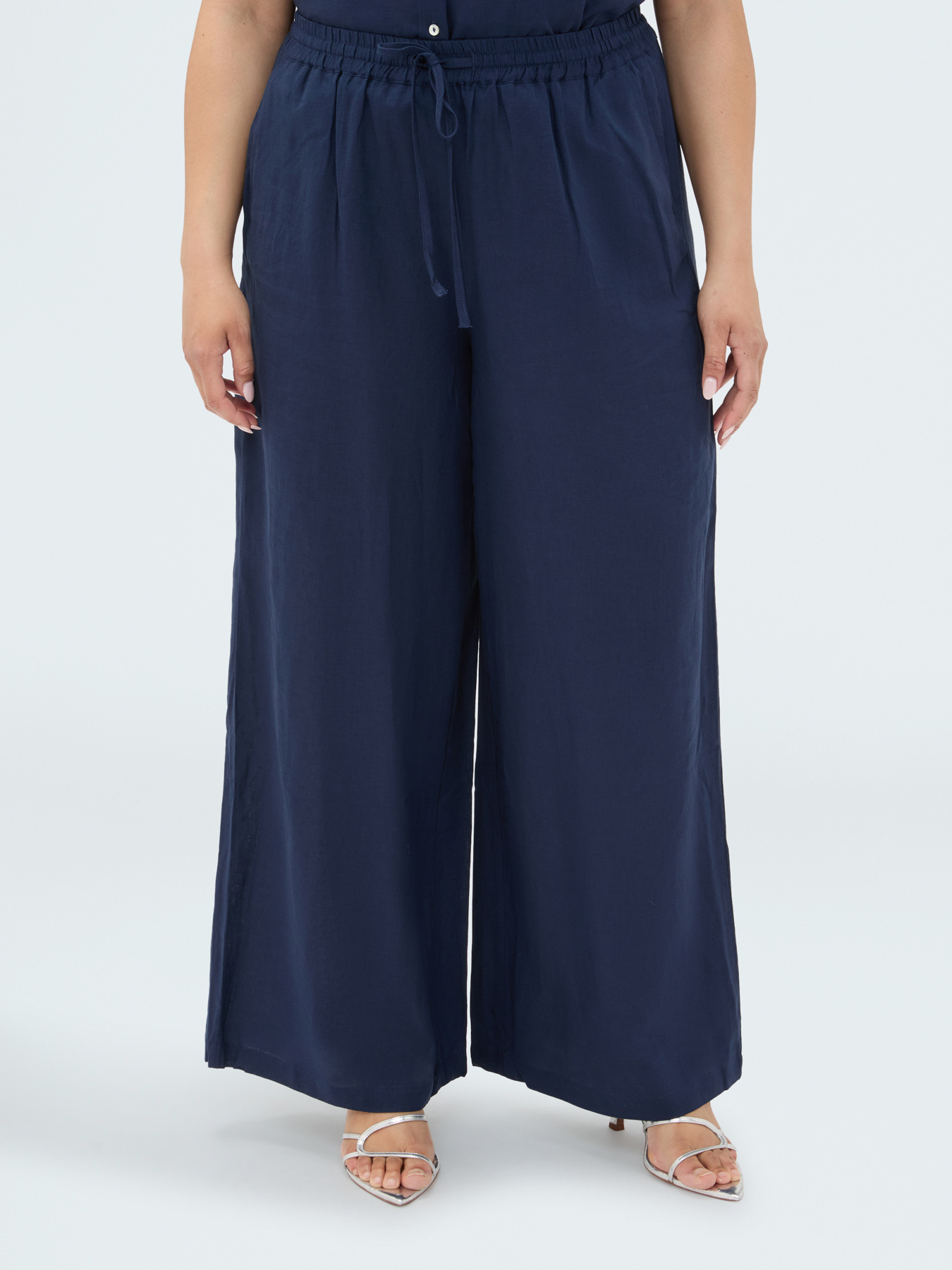 Pantalon Wide Leg en m&eacute;lange de lin image number 0