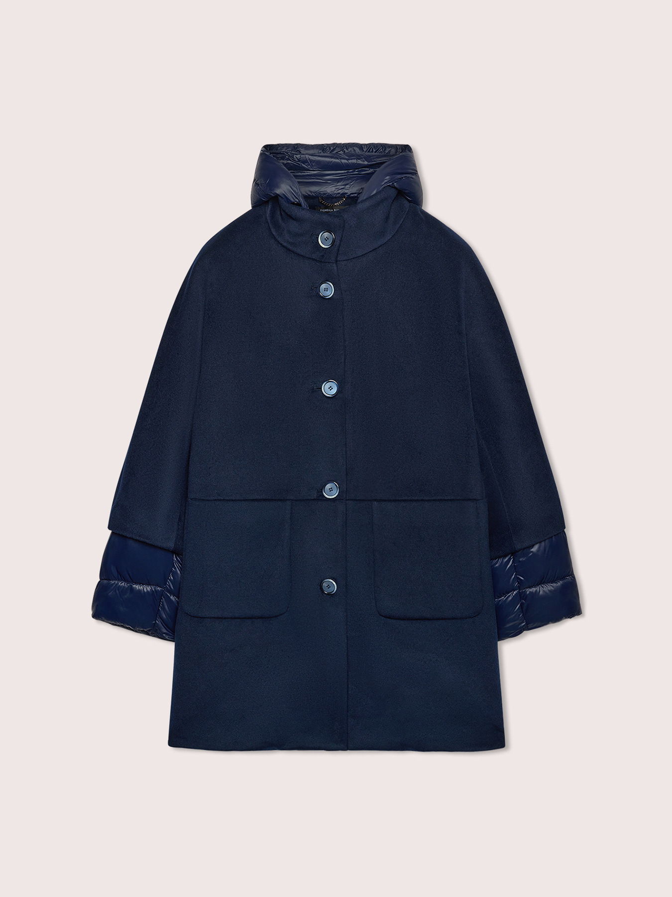 Bi-material down jacket with hood image number 4