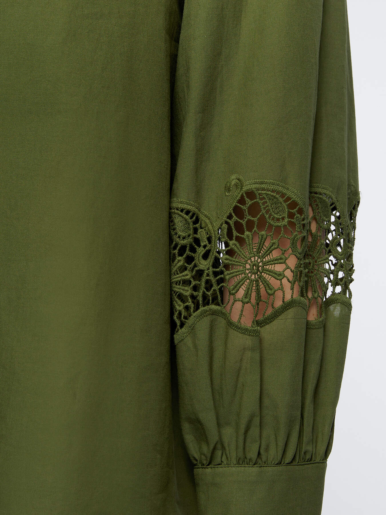 Camicia in cotone con pizzo sulle maniche image number 3