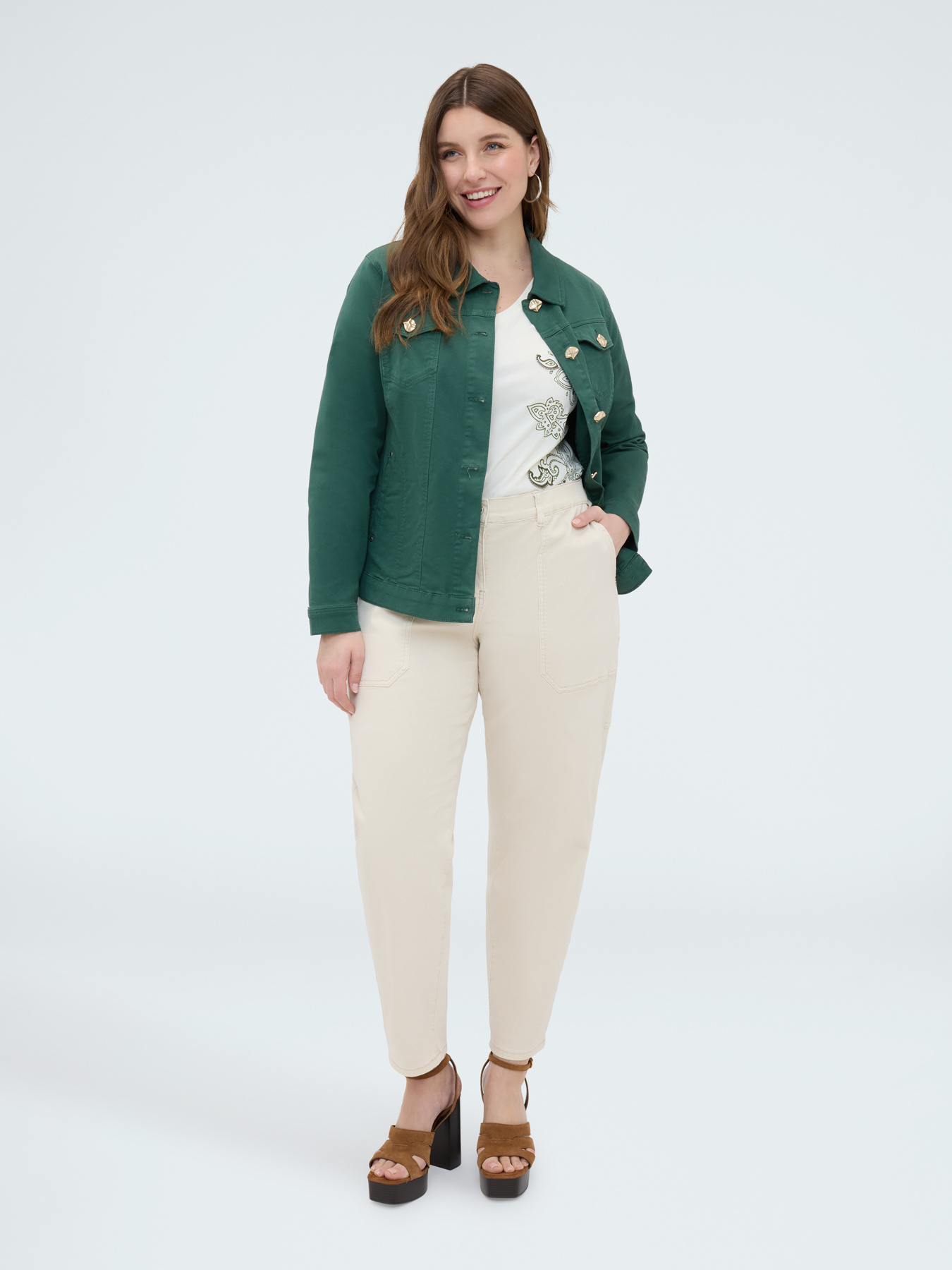 Denim jacket with decorative buttons image number 0