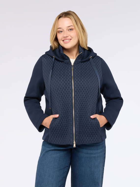 Fiorella Rubino - Piumino bimaterico leggero con cappuccio Donna, Blu Taglia: 47 (56 IT)