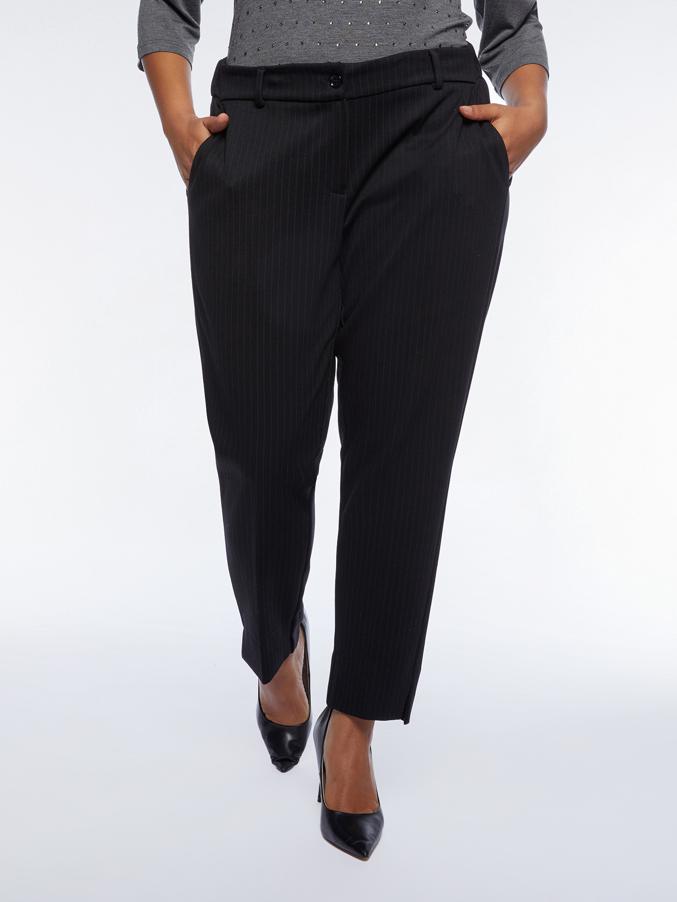 Straight-leg pinstriped trousers image number 0