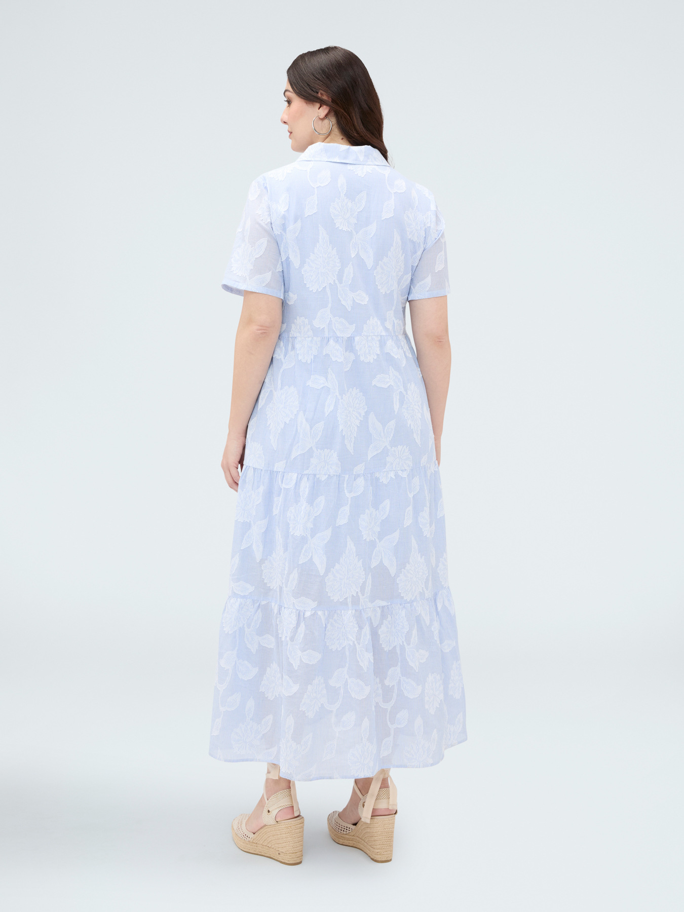 Long shirt dress in jacquard cotton image number 2