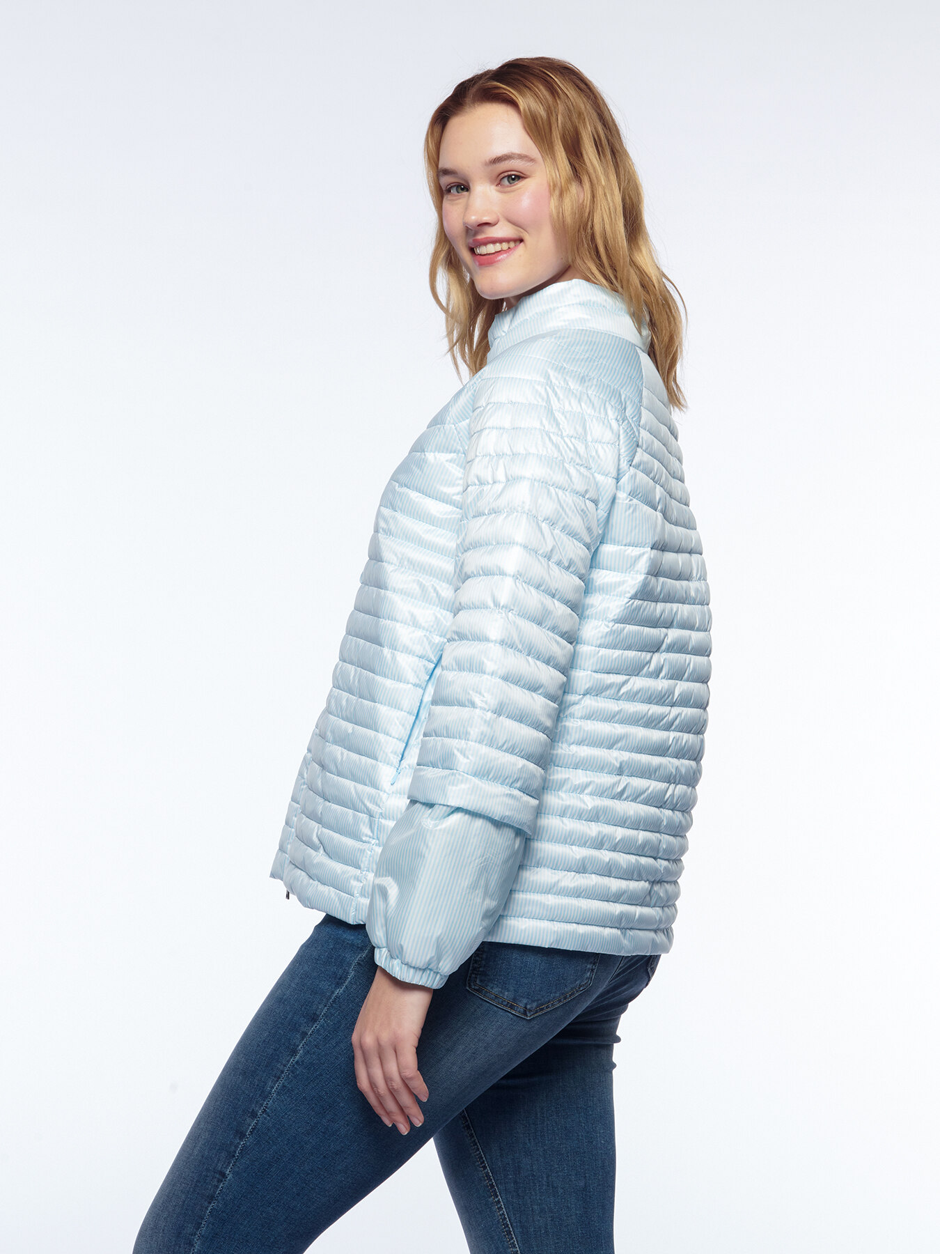 Piumino light weight a righe image number 1