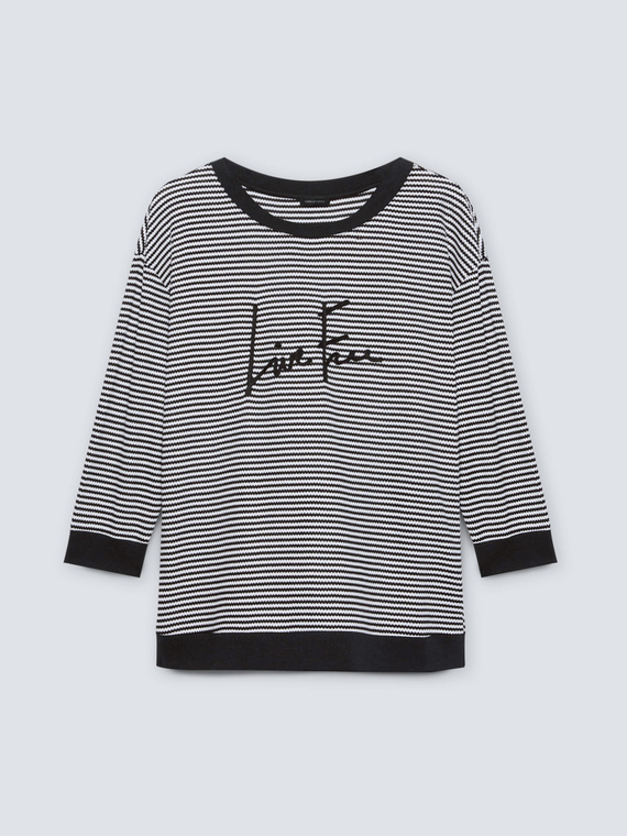 Striped T-shirt with lettering