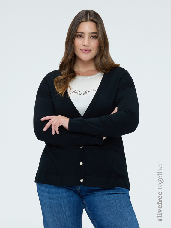 Cardigan scollo a V con bottoni