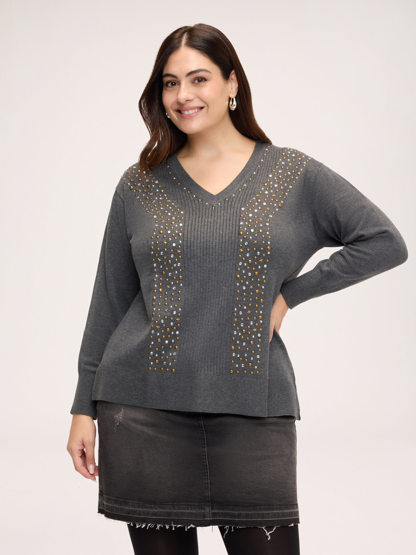 Sweater with jewel embellishments image number 0