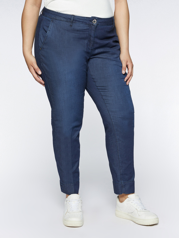 Fiorella Rubino - Jeans modello chinos Donna, Blu Taglia: 47 (56 IT)