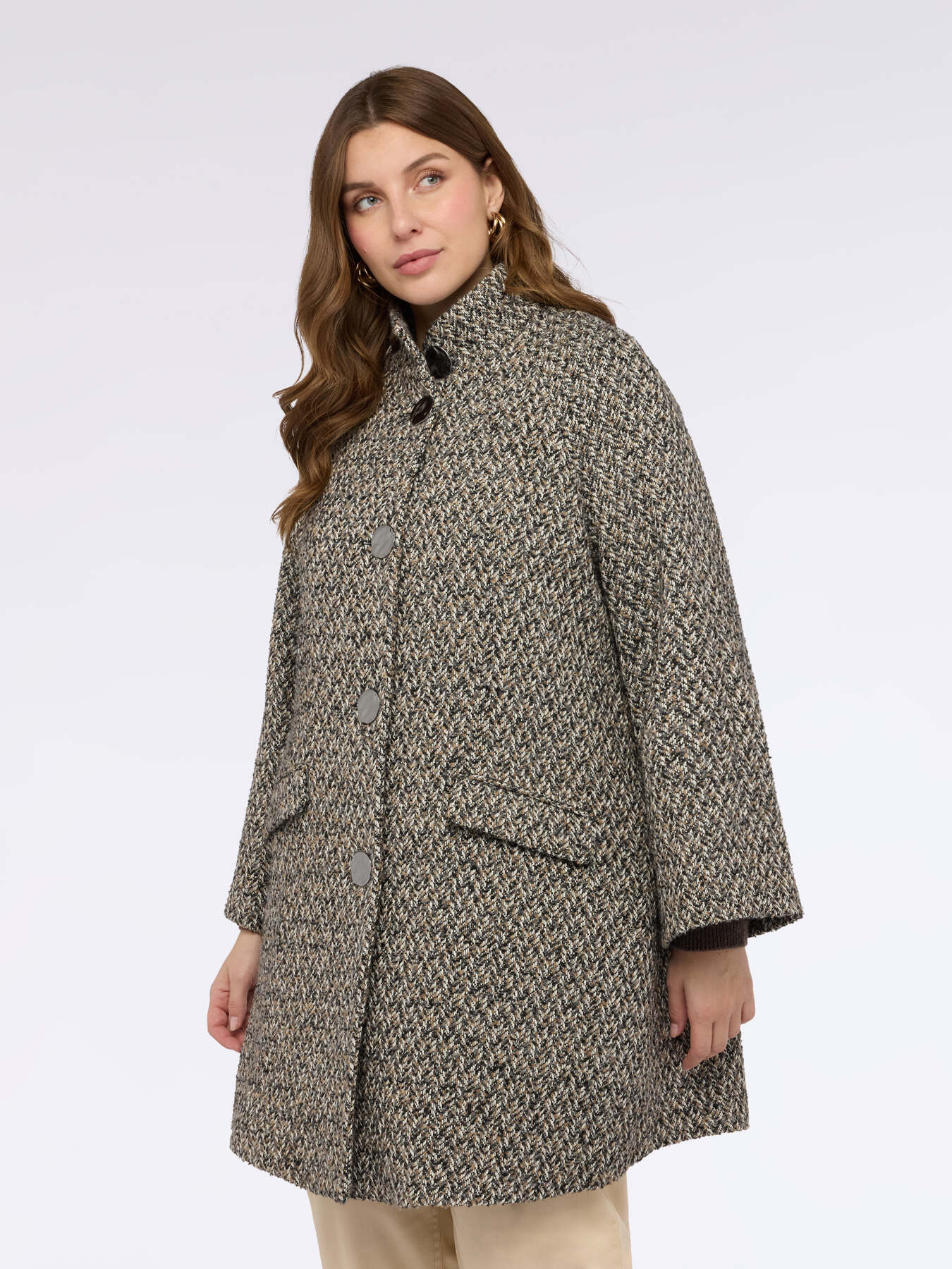 Cappotto in jacquard con collo alto image number 2