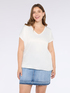 Two-material V-neck T-shirt image number 2