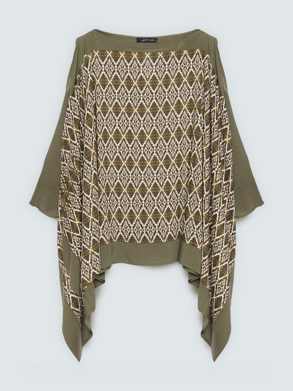 Viscose satin blouse with print