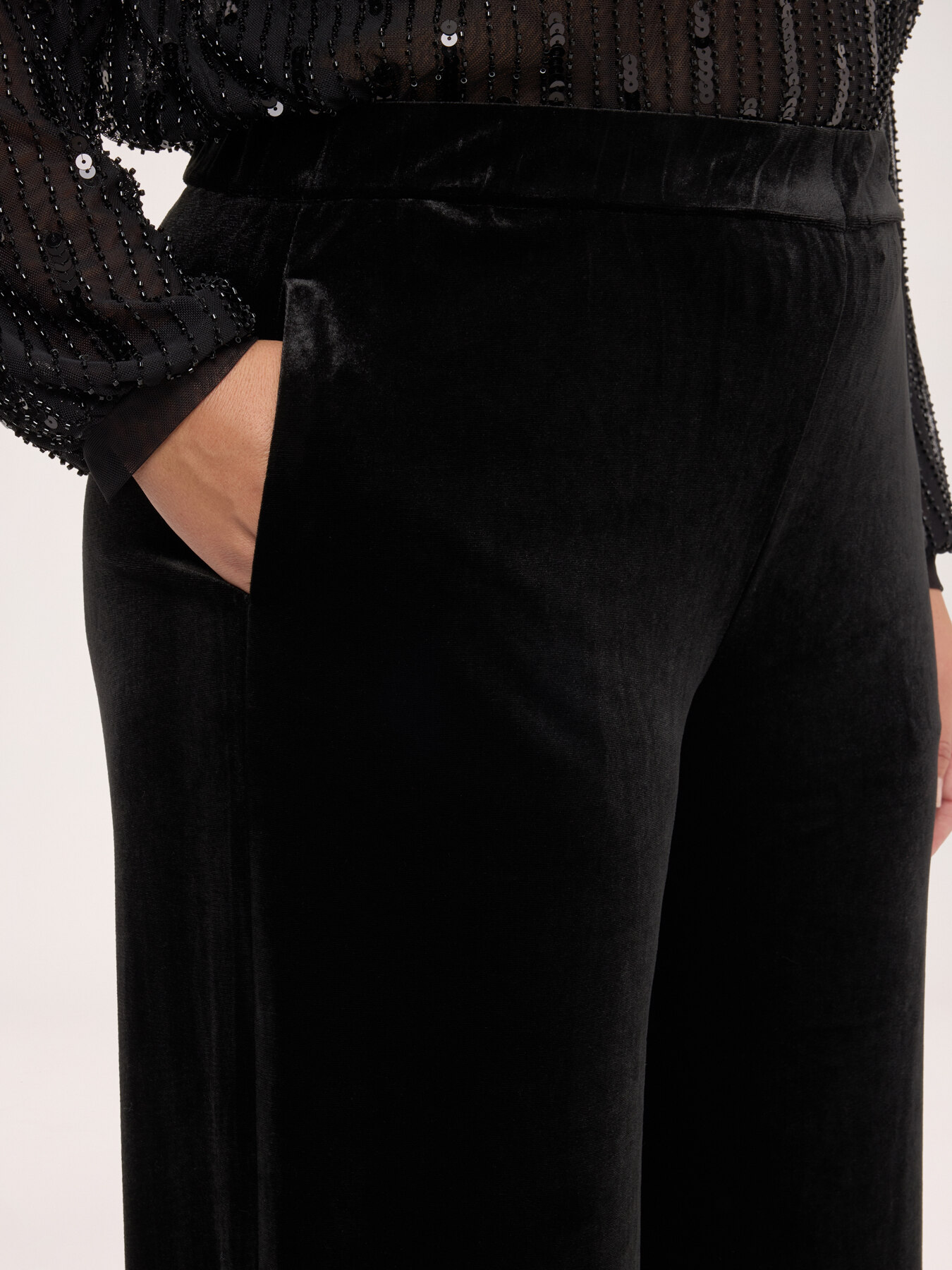Wide Leg Velvet Trousers image number 3