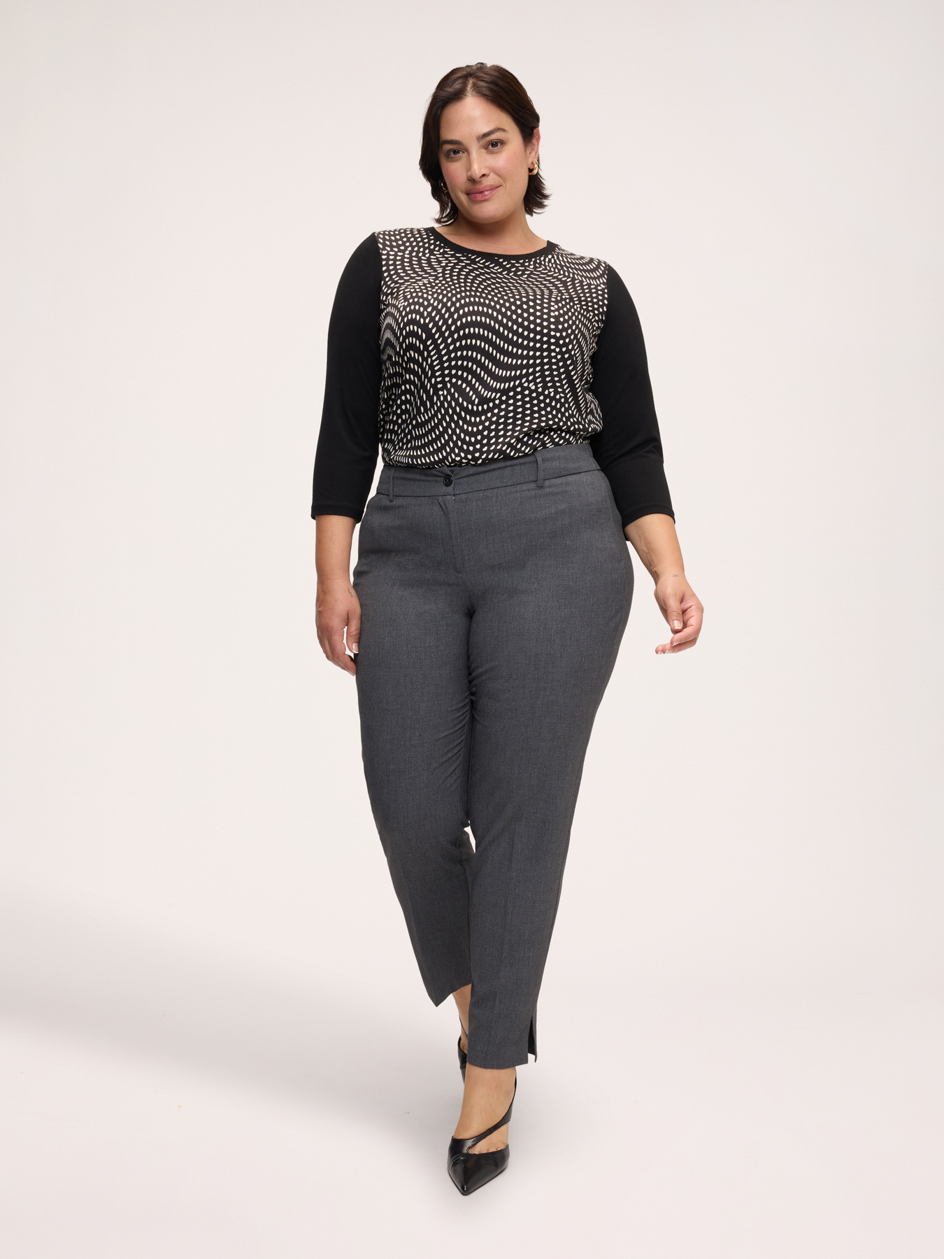 Carrot Fit Trousers in Melange Fabric image number 2