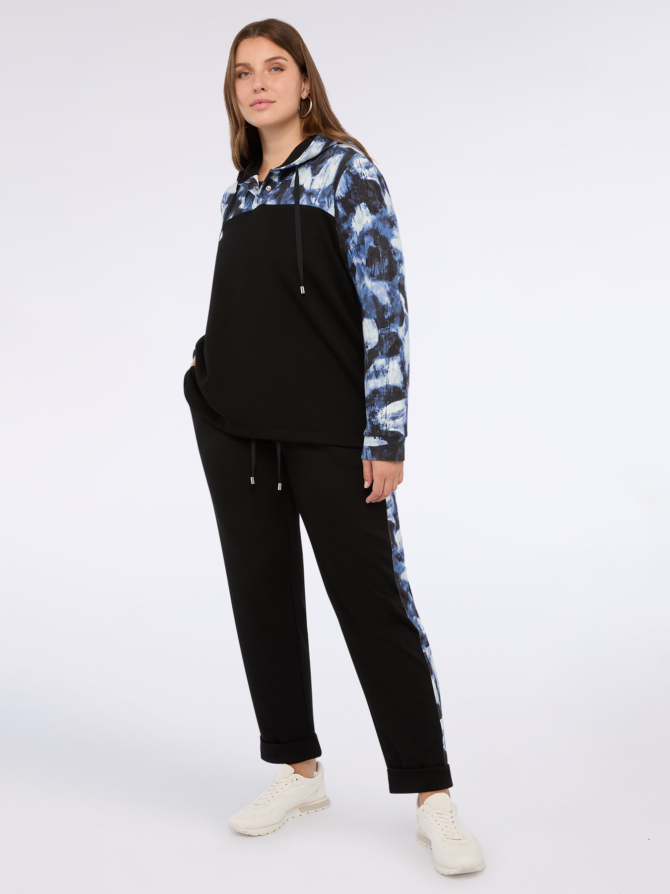 Balloon pants in scuba fabric with side stripes image number 0