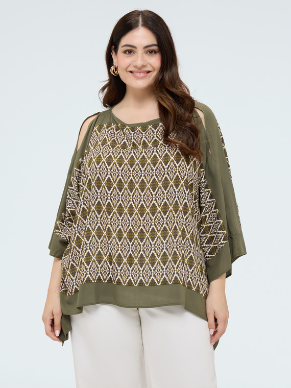 Viscose satin blouse with print