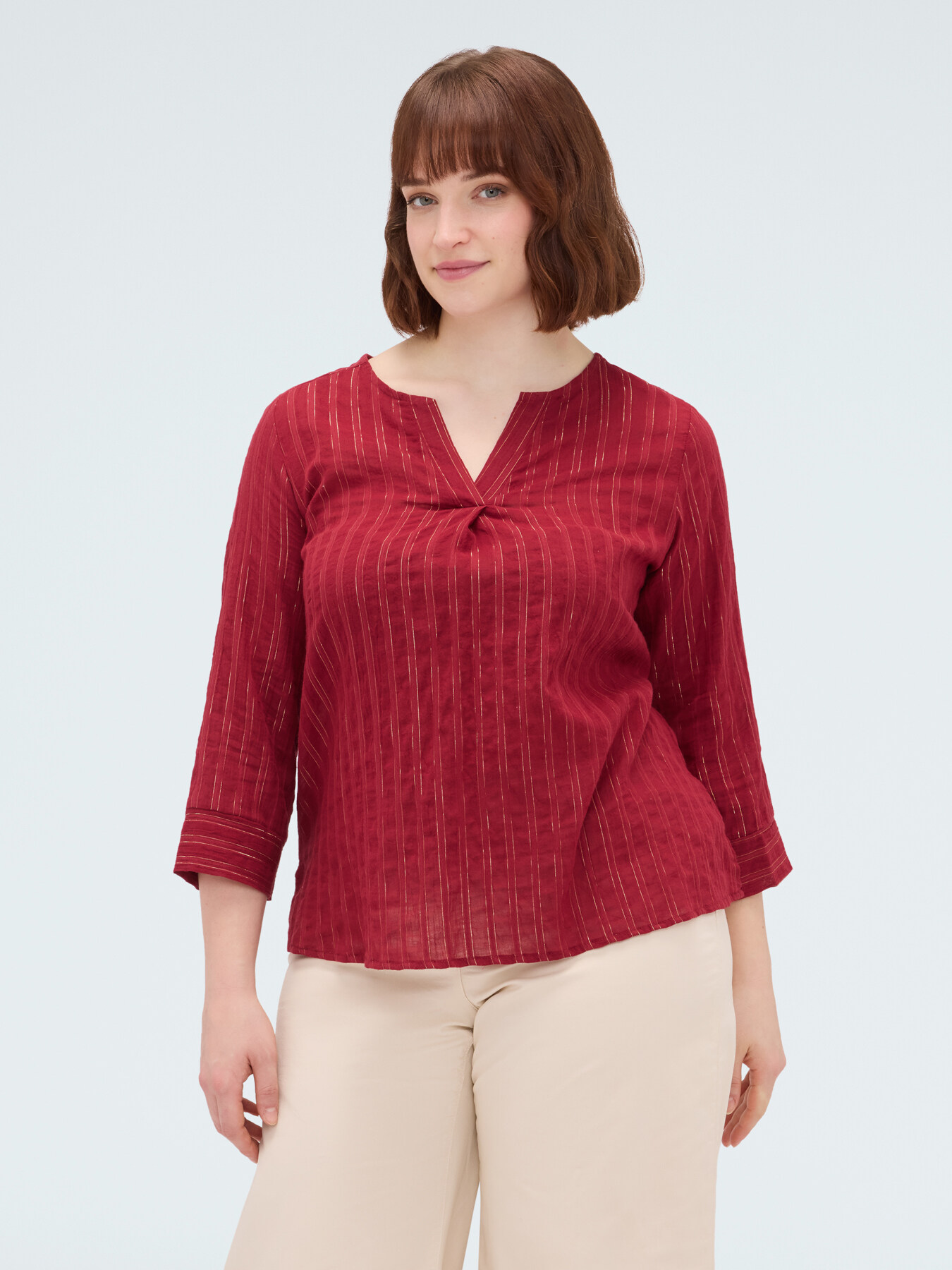 Striped cotton blouse image number 2