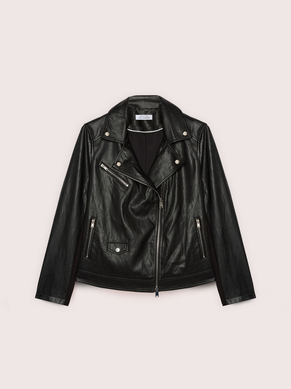 Biker jacket with asymmetrical zip