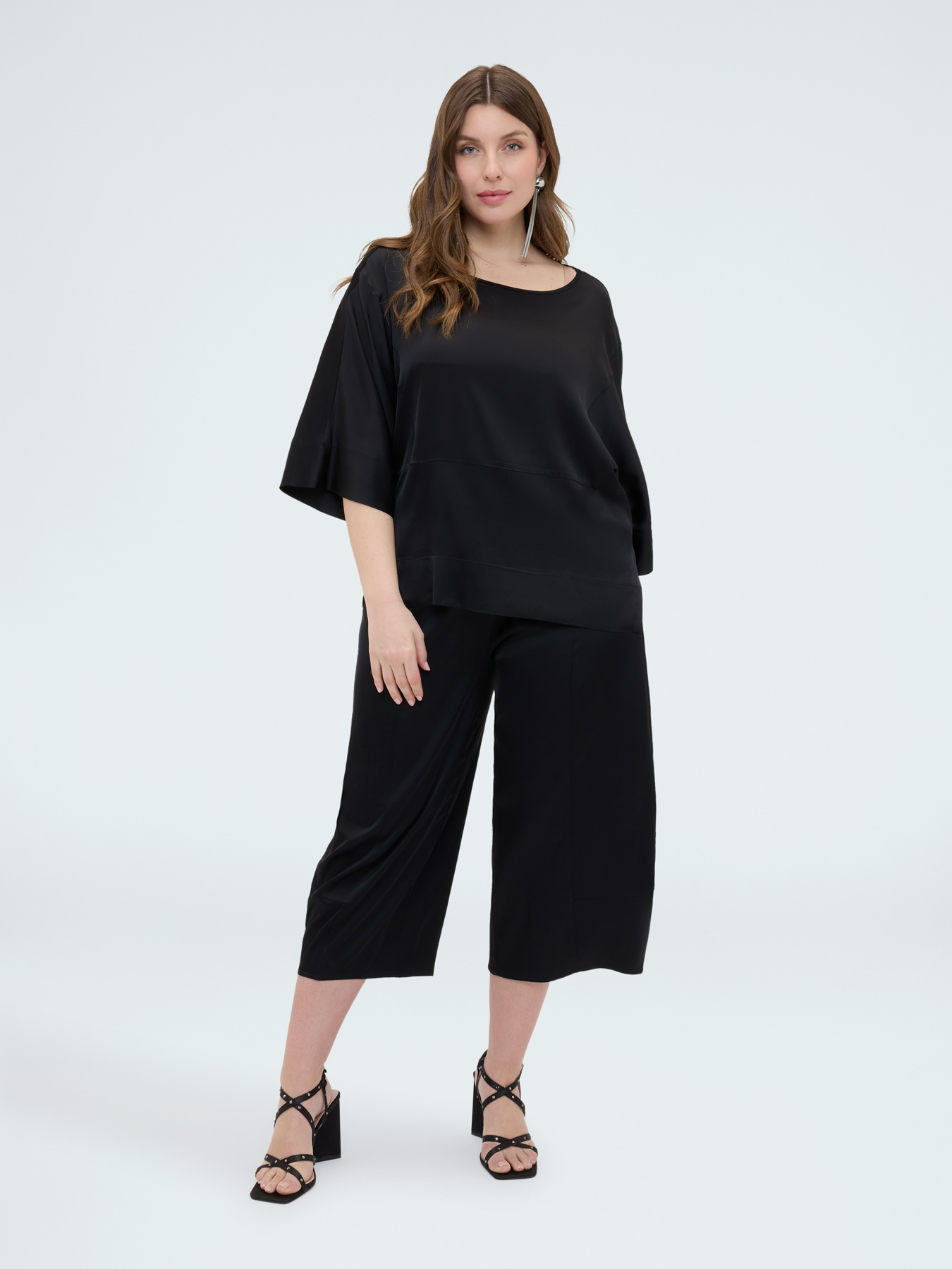 Satin blouse with boat neckline image number 0