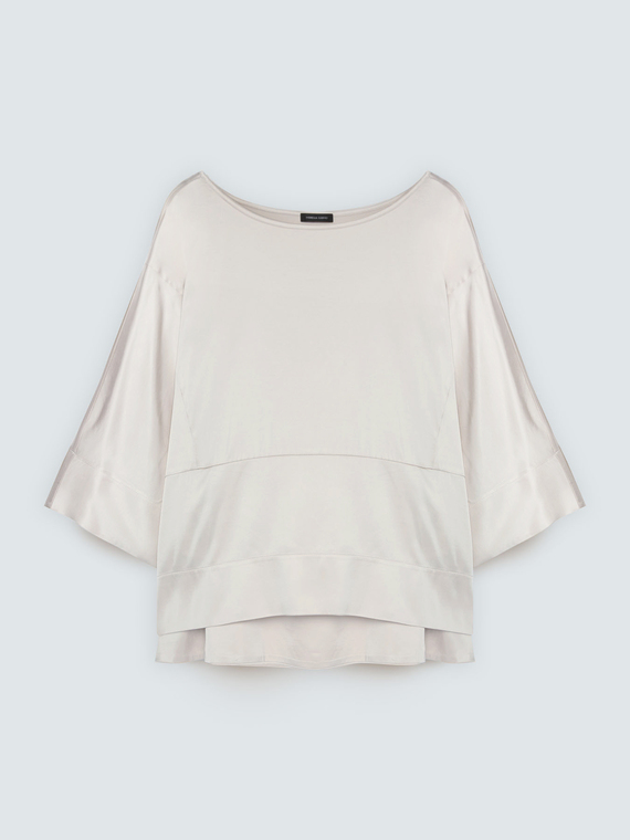 Satin blouse with boat neckline