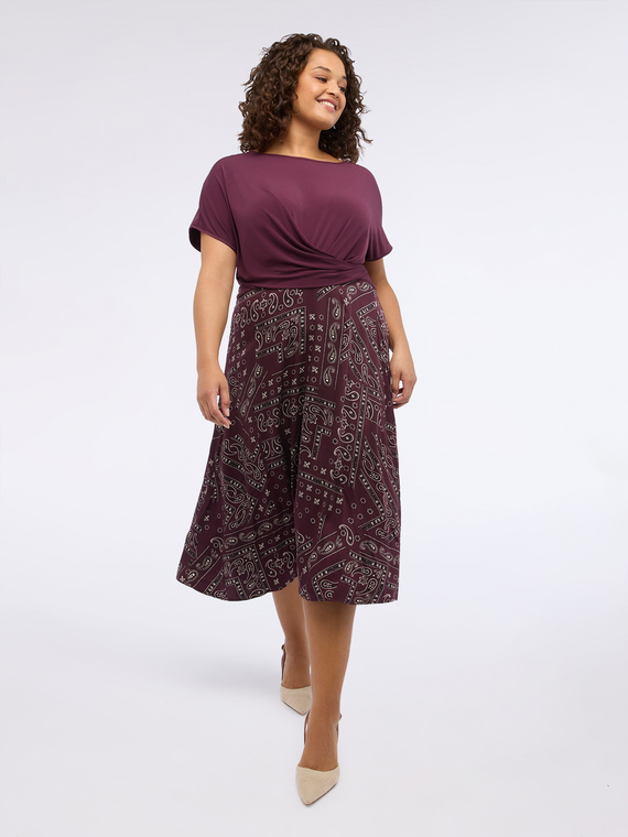 Vestito flare bimaterico con stampa | Fiorella Rubino