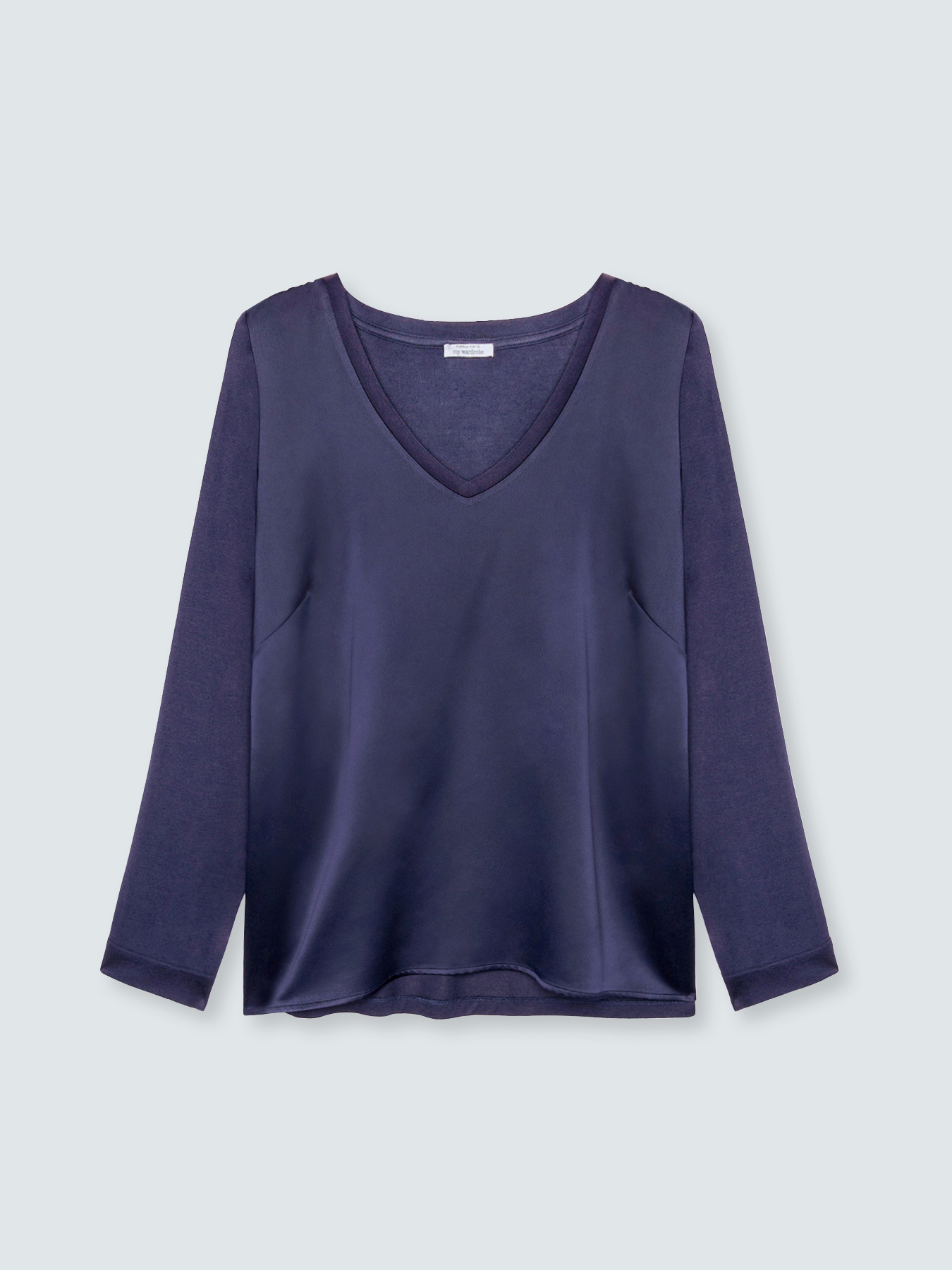 V-neck T-shirt in two fabrics image number 0