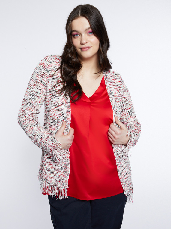 Multicolor cardigan with fringes