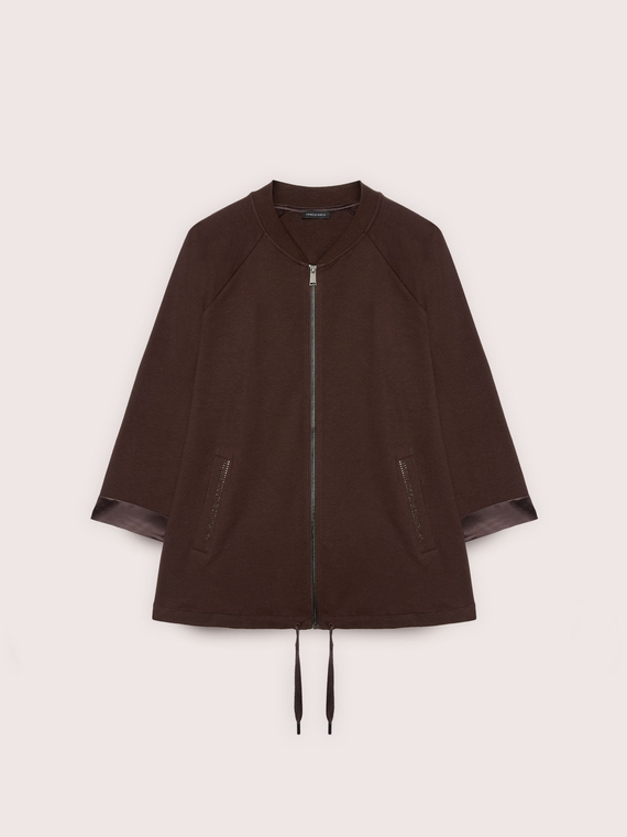 Sweatshirt with satin and rhinestone details