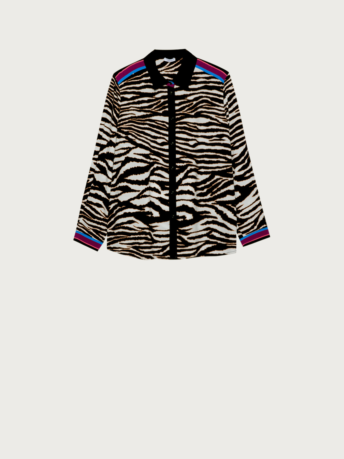 Animal print shirt with colourful trims image number 3