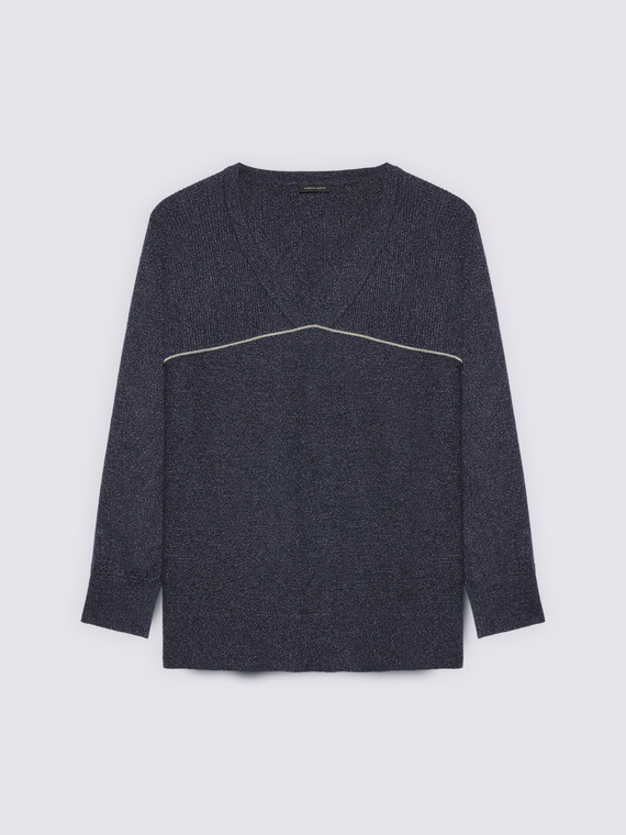 Maglia lurex con scollo a V