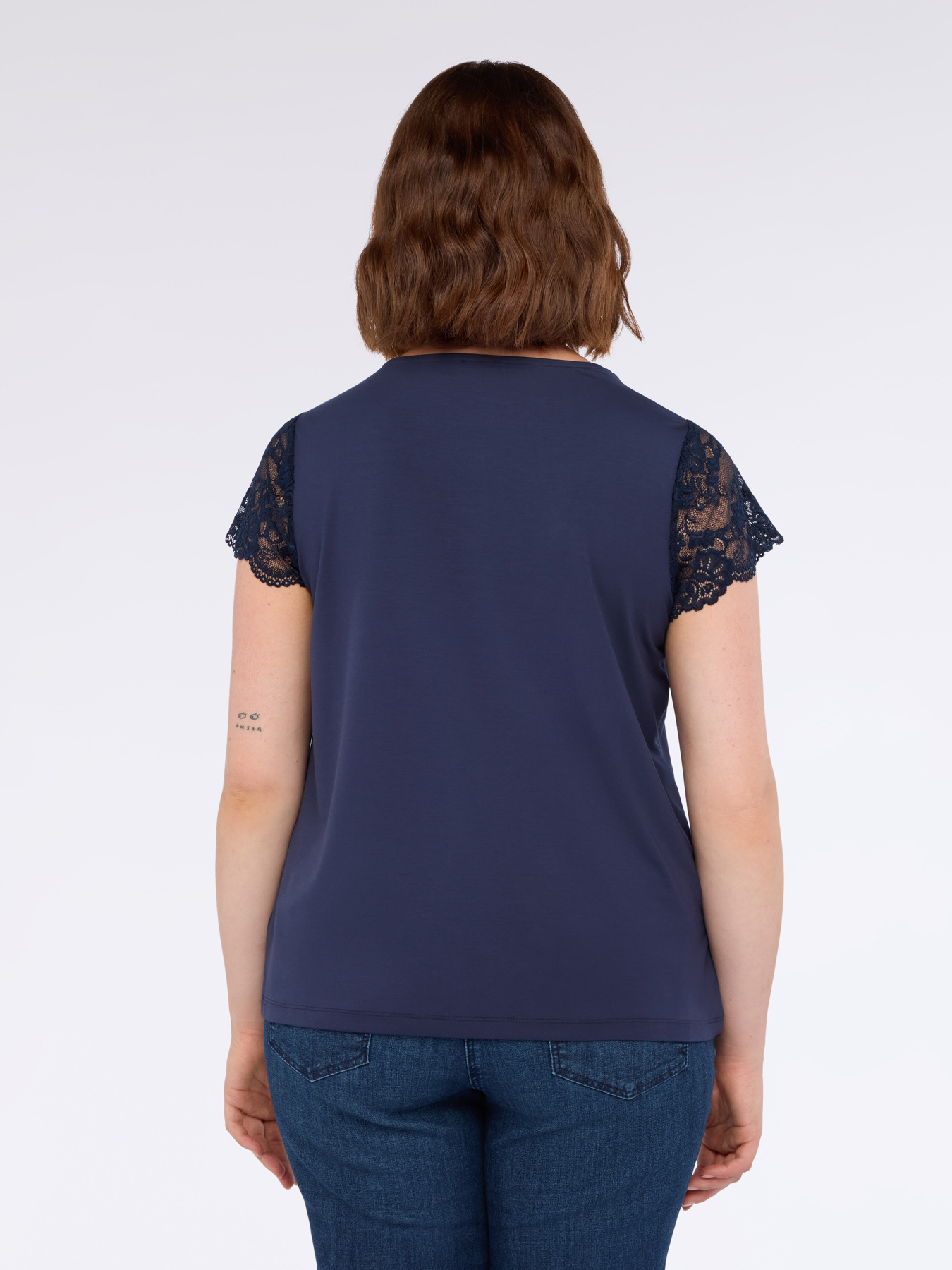 T-shirt en jersey avec insert en dentelle image number 1