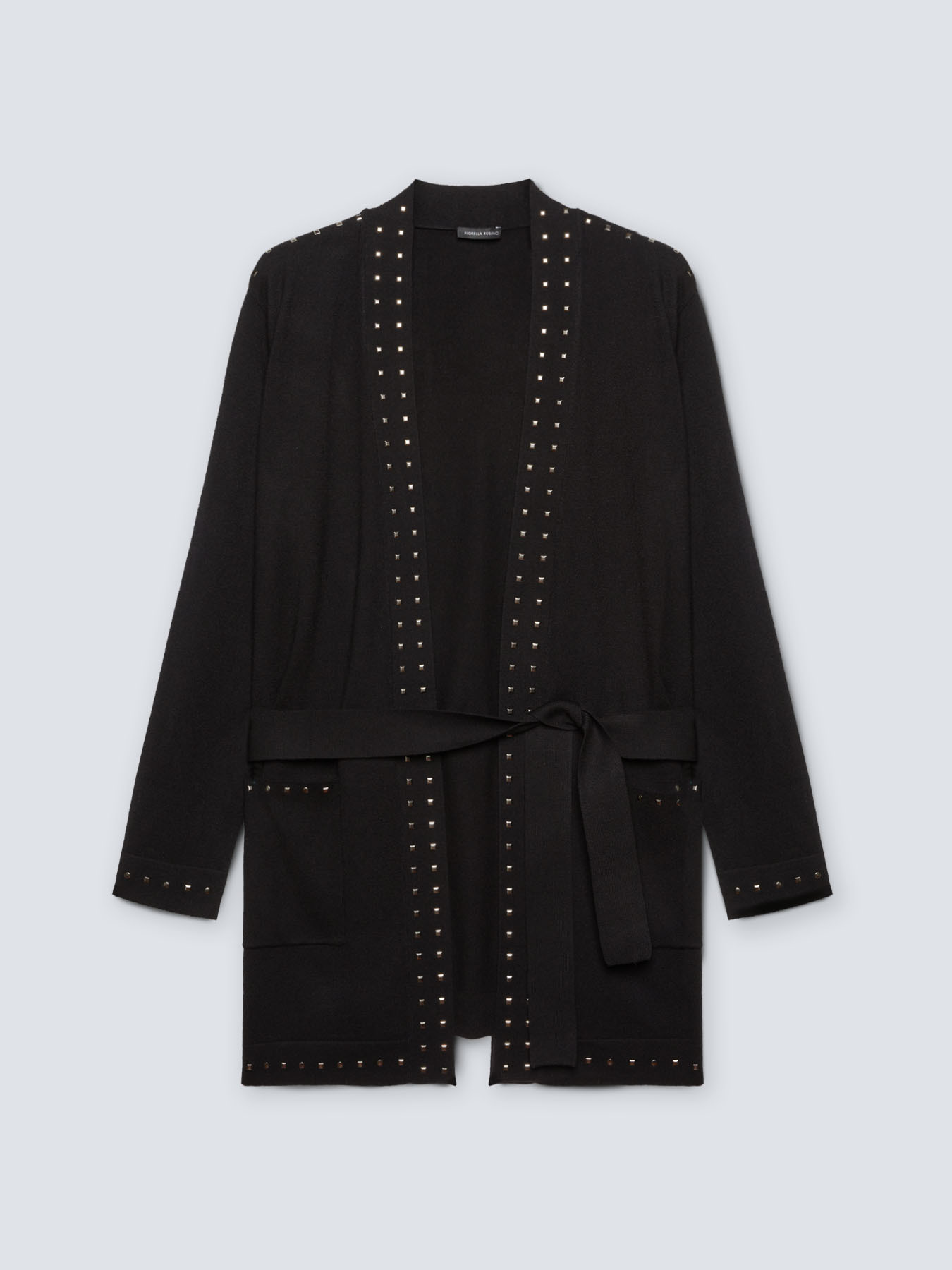 Long cardigan with studs and belt image number 4