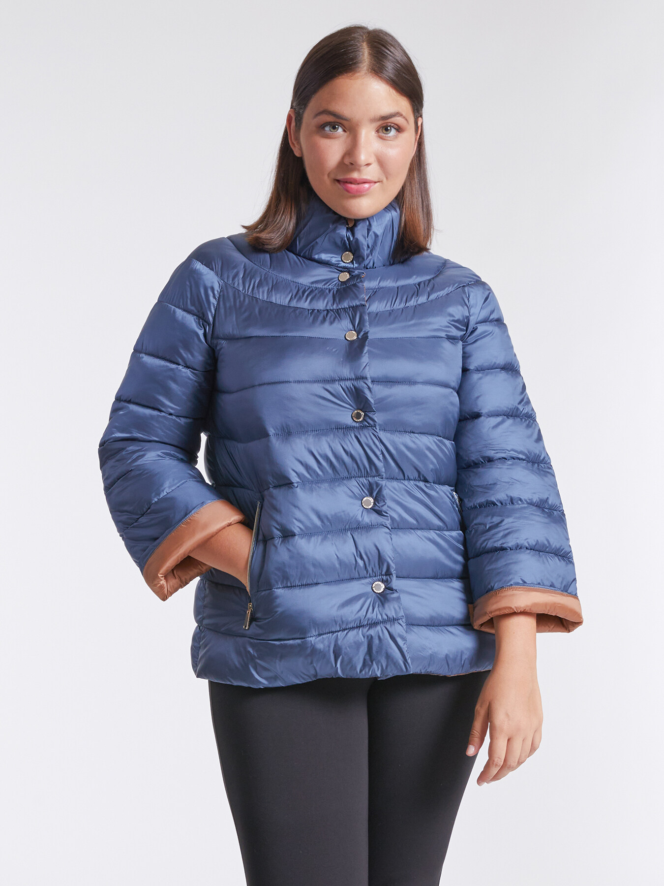 Piumino light weight con collo arricciato image number 0