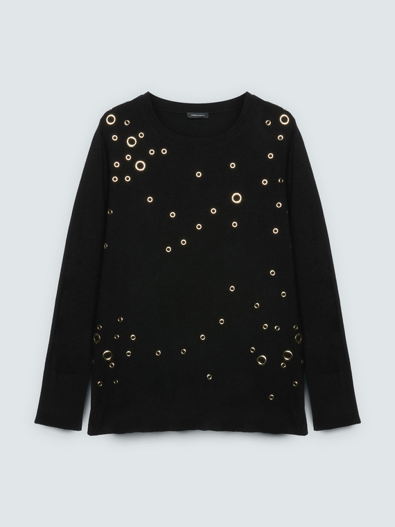Sweater with all-over eyelets