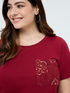 Cotton t-shirt with crochet pocket and sequins image number 3