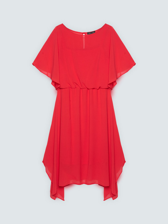 Georgette dress with asymmetric hem