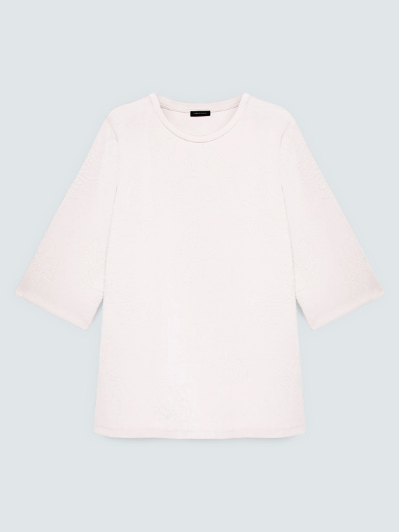 Sweatshirt aus Scuba mit Blumenstickerei