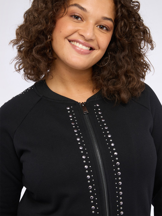 Studded sweatshirt with zipper