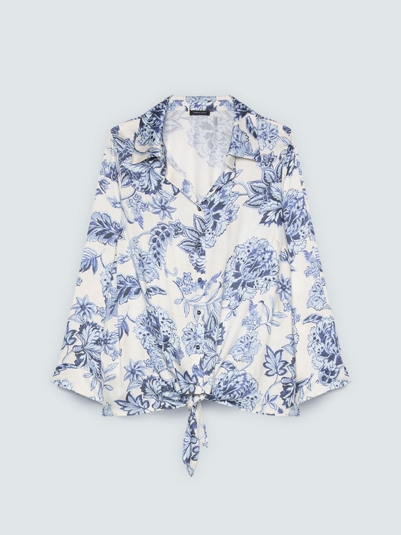 Bluse mit Blumendruck und Knotendetail