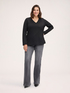 Ribbed jersey T-shirt with V-neck image number 2