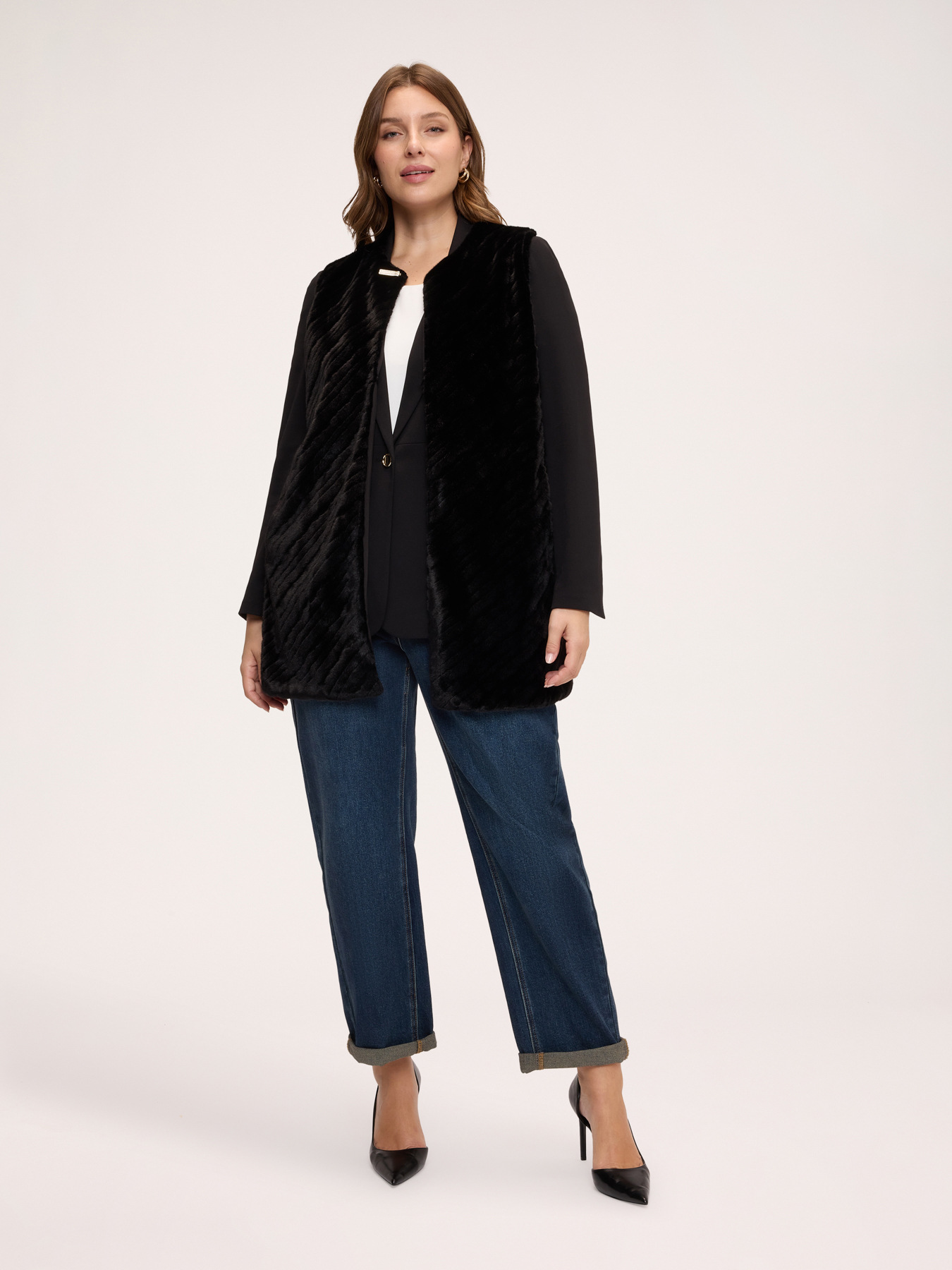 Gilet lungo in peluches image number 2