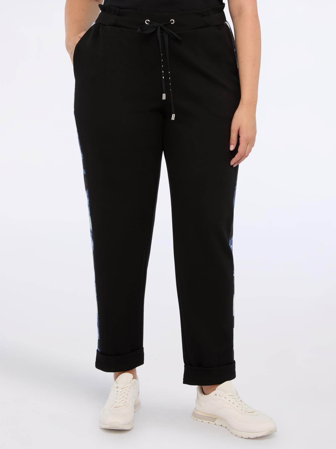 Balloon pants in scuba fabric with side stripes image number 2