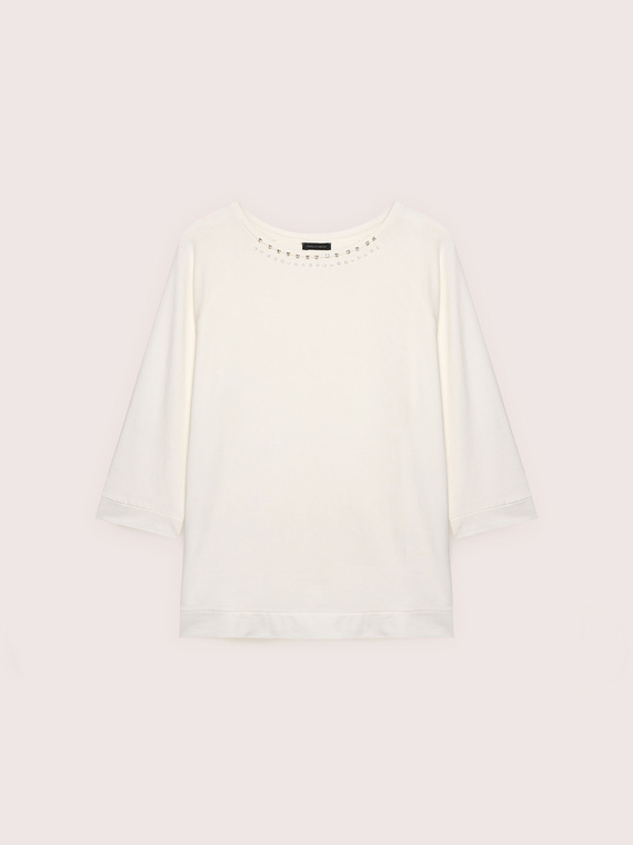 Cotton t-shirt with rhinestones and studs