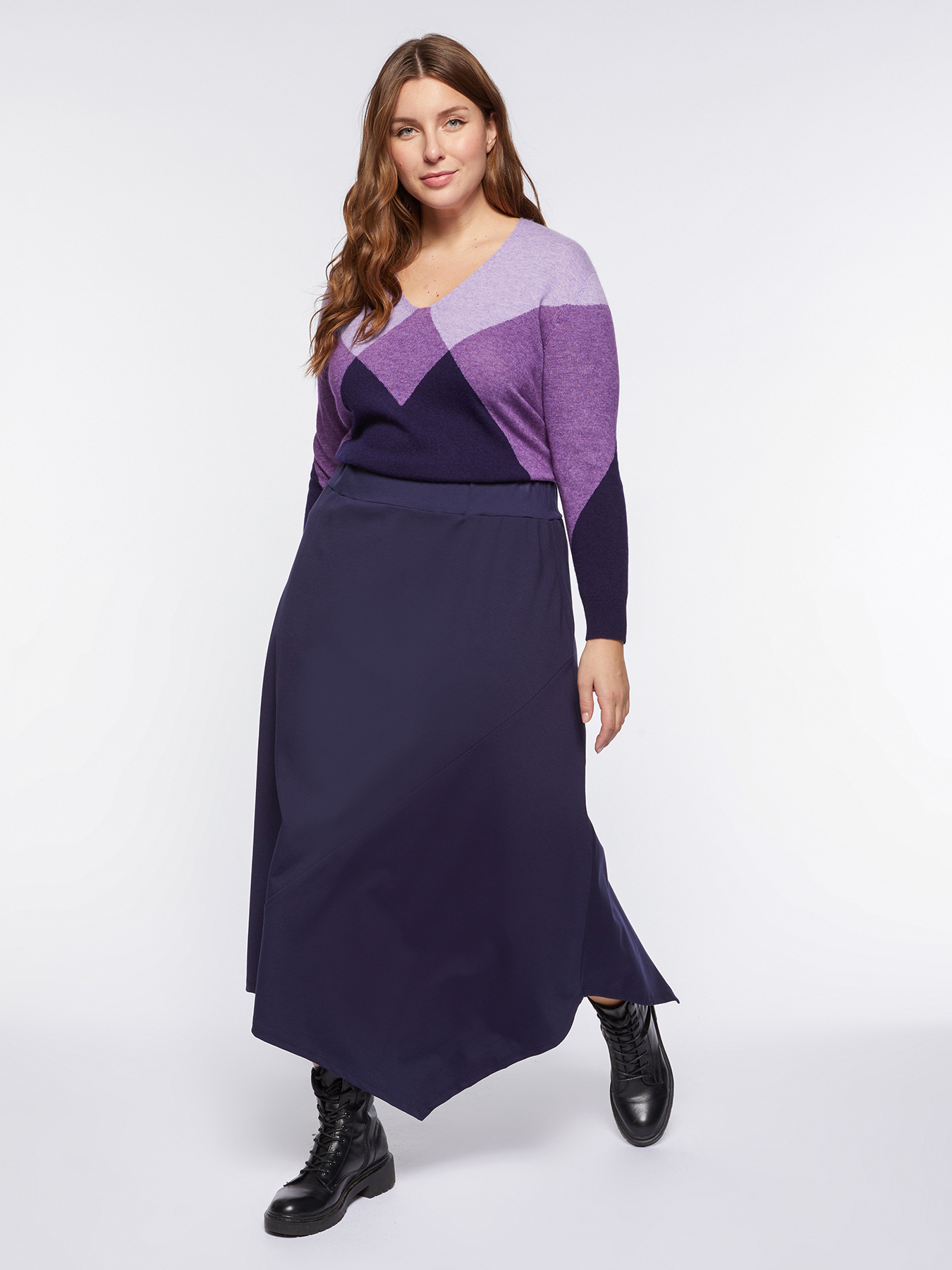 Gonna lunga asimmetrica in jersey image number 2