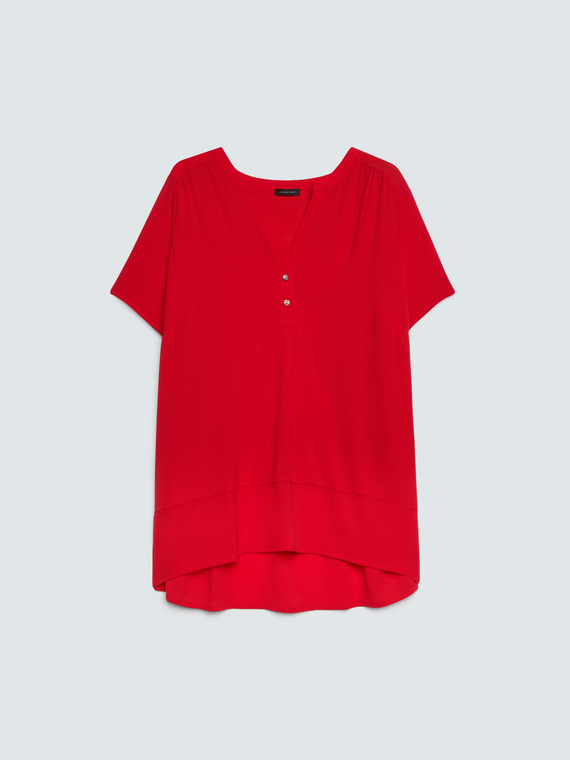 T-shirt in misto lyocell con bottoncini | Fiorella Rubino