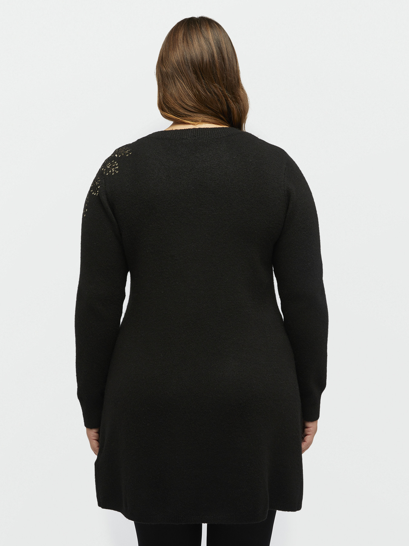 Long sweater with snow flake embroidery image number 2