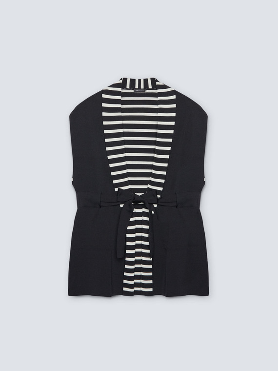 Tricot waistcoat with striped lining