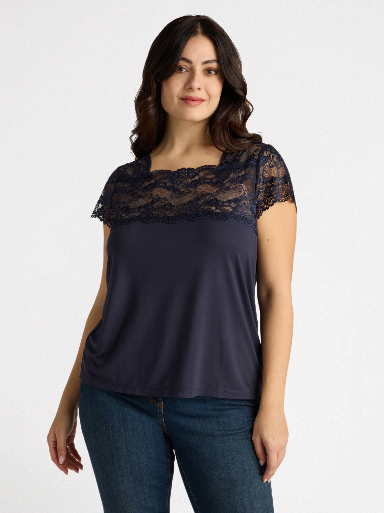 T-shirt con pizzo image number 0