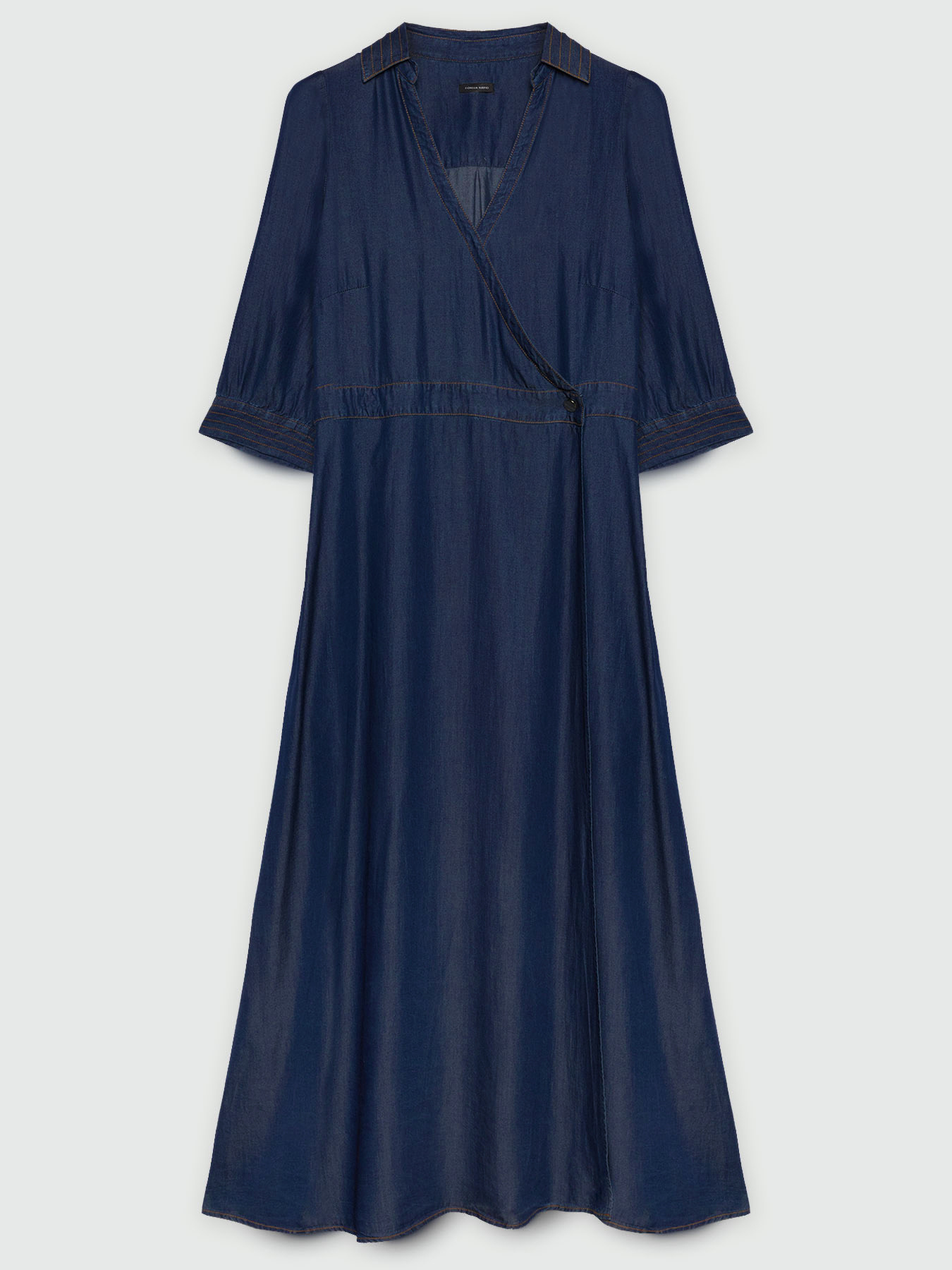 Vestito lungo incrociato davanti con fibre in TENCEL&trade; image number 5