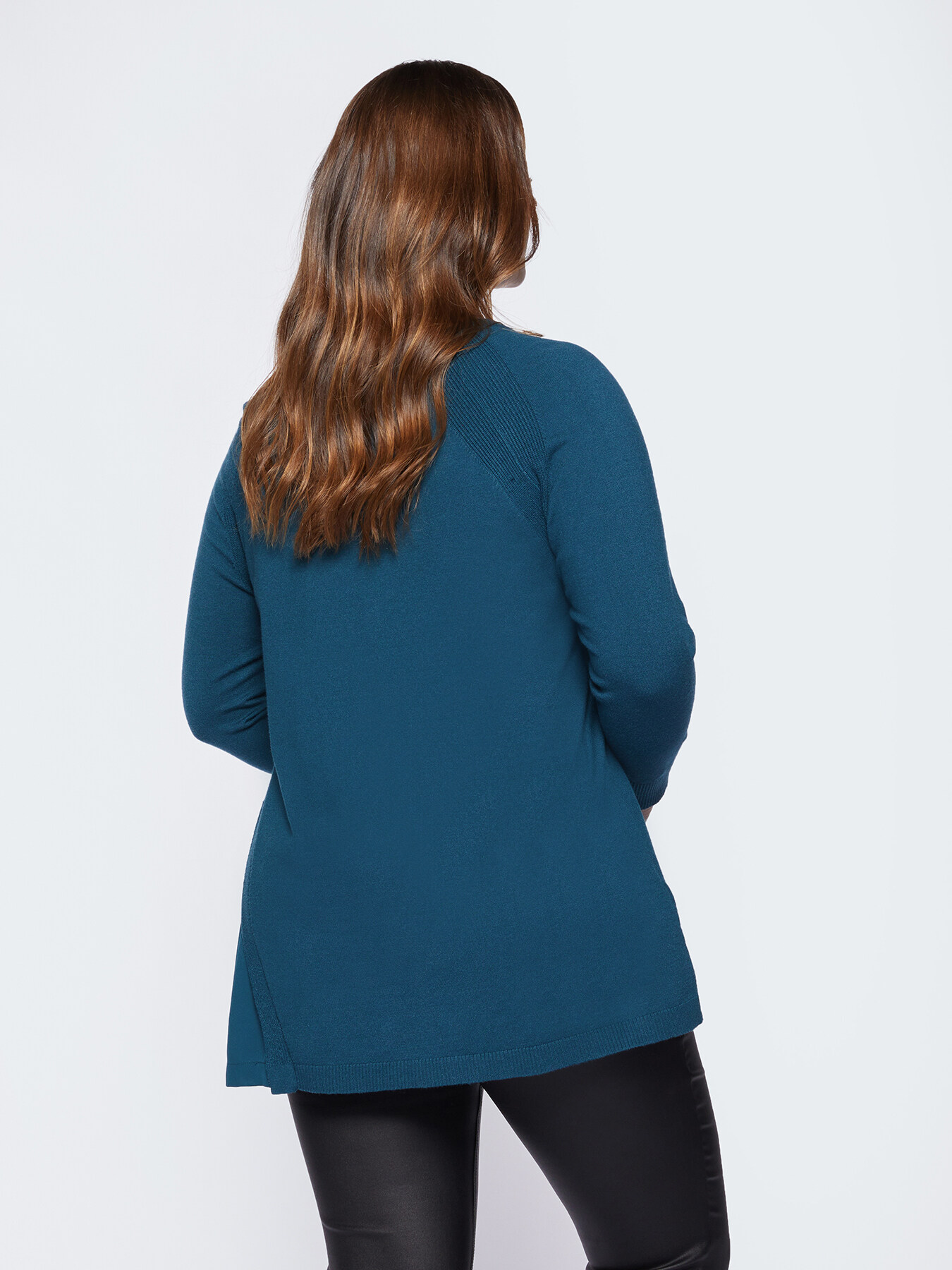 Maglia lunga con inserti in tessuto image number 1