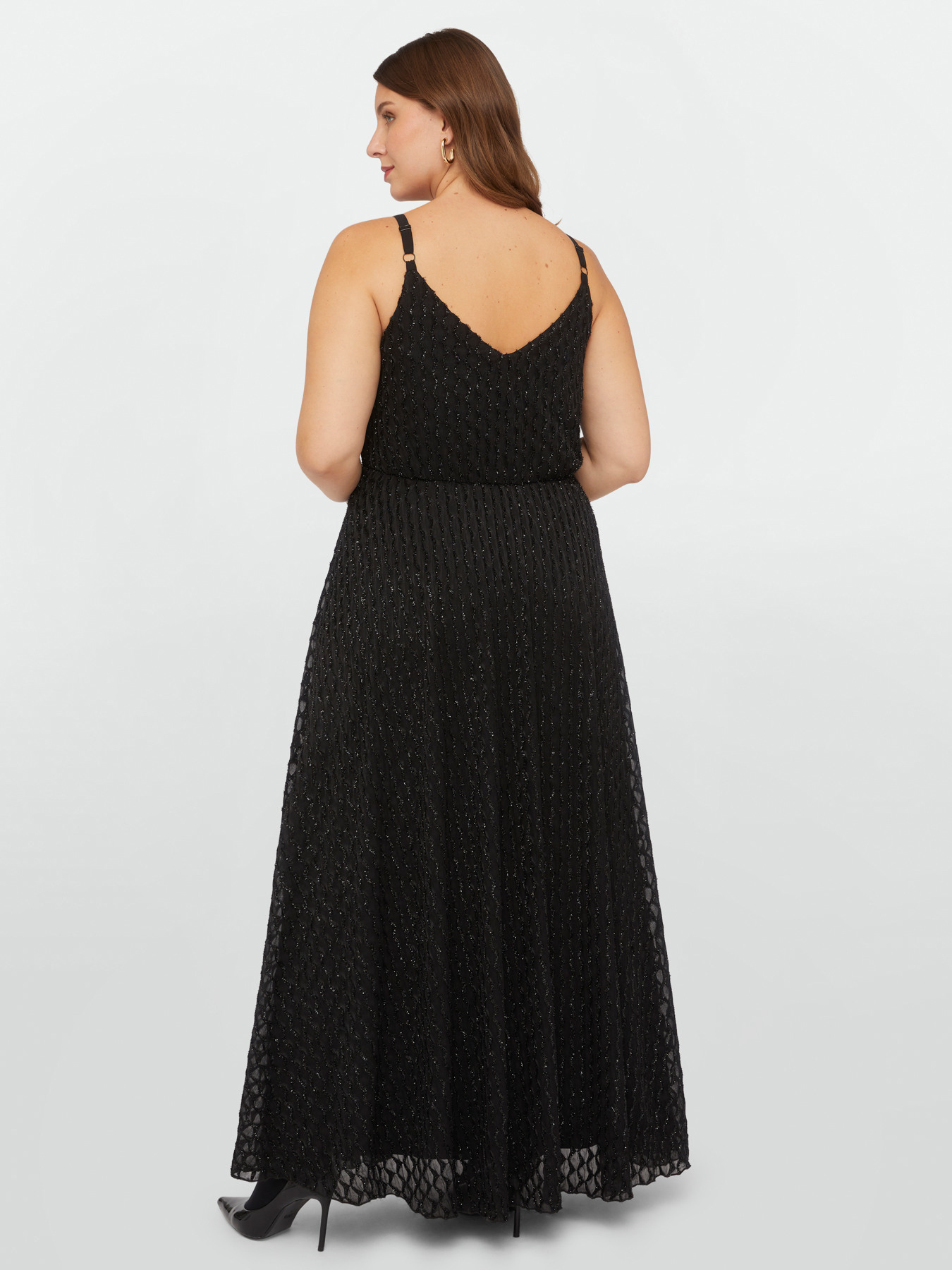 Robe longue en tissu lurex d&eacute;vor&eacute; image number 1